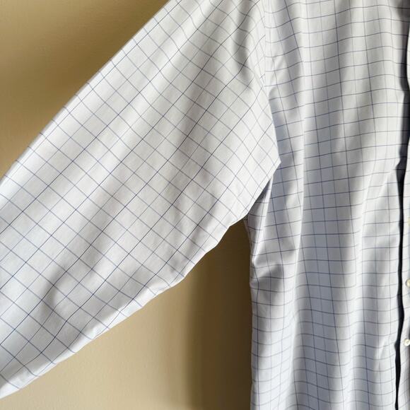 Brooks Brothers White + Blue Windowpane Plaid Regent Button Down Dress Shirt - Picture 2 of 6